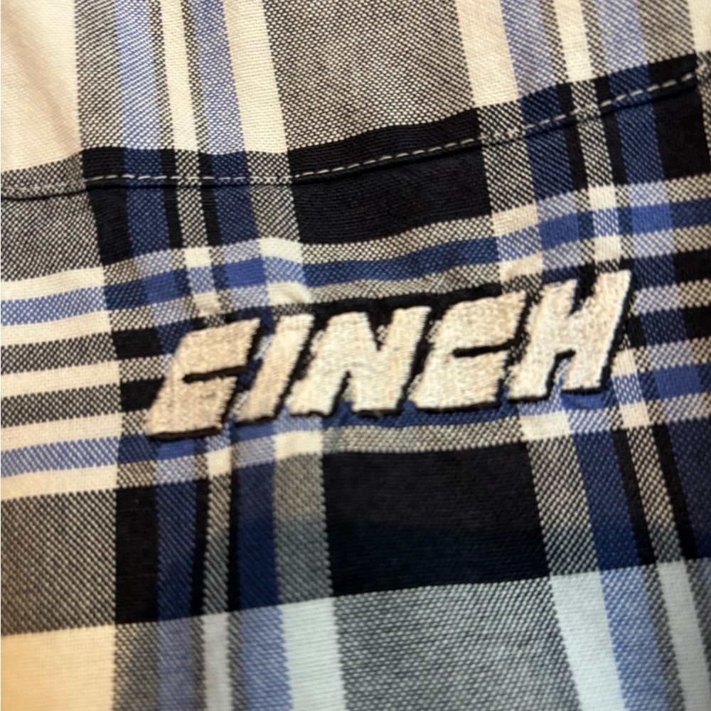 Cinch Men's Blue, Black, and White Plaid Shirt - Picture 2 of 6